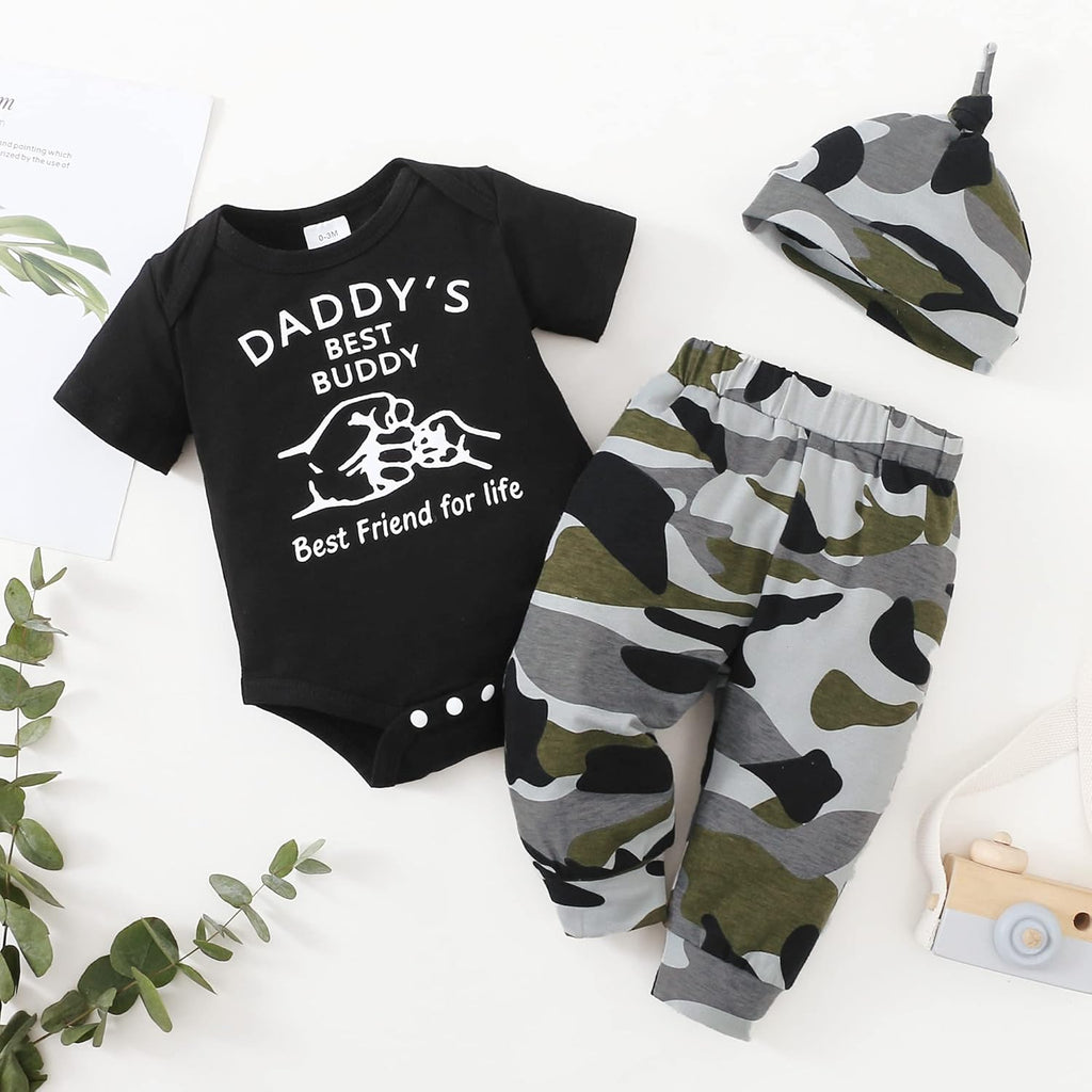 Newborn Baby Boy Clothes Outfits Infant Boy Letter Print Romper Pants Clothing Set